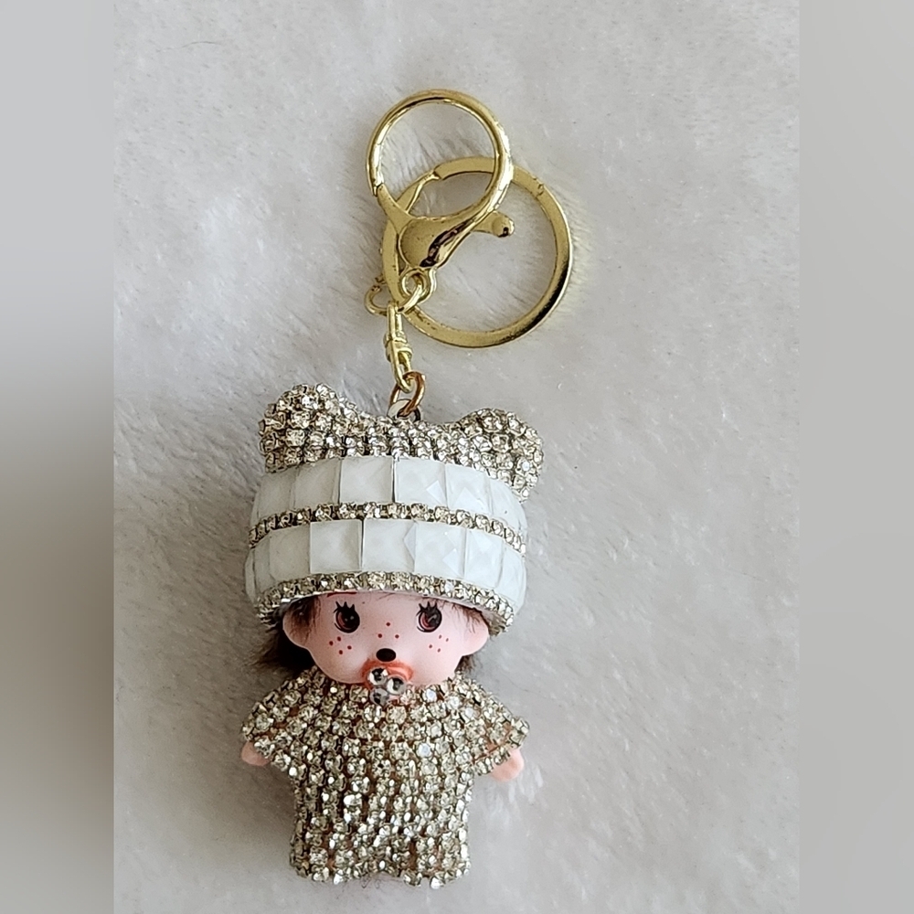 Monchhichi Cute Keychain with Rhinestones Bag Charm